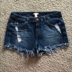 H&M dark blue denim shorts